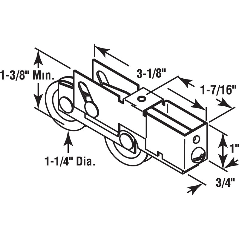 Rouleau tandem à roulement à billes en acier de 1-1 / 4 po Prime-Line, pour Milgard (paquet de 1)
