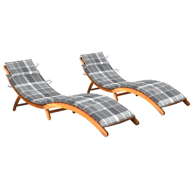 Ellarie 73.6" Long Acacia Double chaise with Cushions