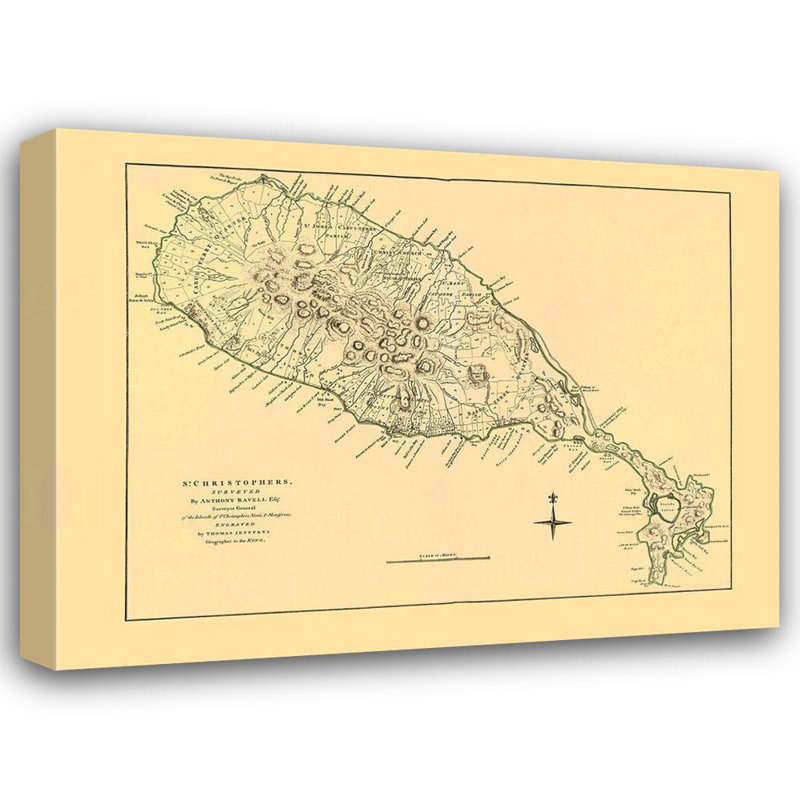 Art sur toile tendue par Williston Forge, Jefferys, St Kitts St Christophers Caribbean, Jefferys, 1768, H 15 po x l 18 po