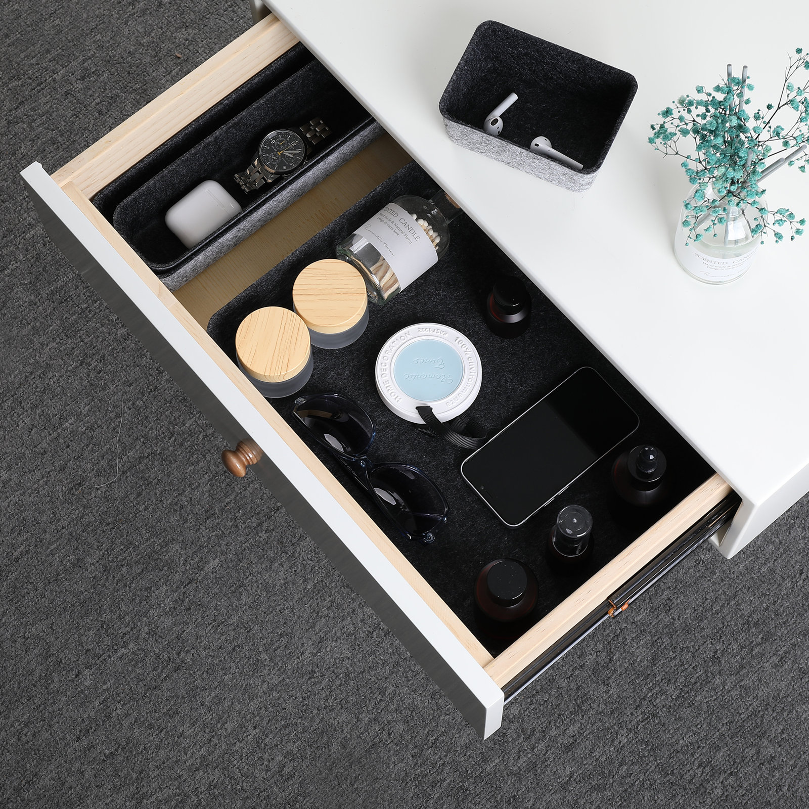 Office Drawer Organizer, Charcoal