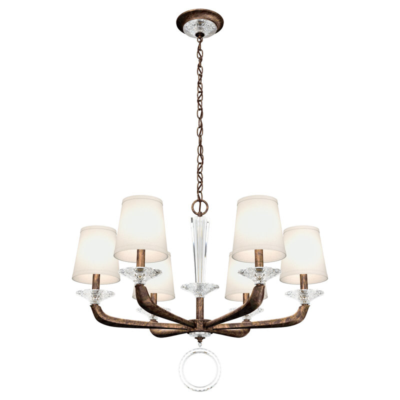 Emilea 6 - Light Glass Chandelier, Heirloom Bronze
