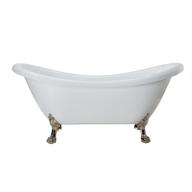 Florence 68.75'' x 28.50'' Freestanding Soaking Acrylic Bathtub, Brushed Nickel