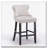 Velvet Upholstered Wing-Back Barstools with Button Tufted Decoration and Wooden Legs