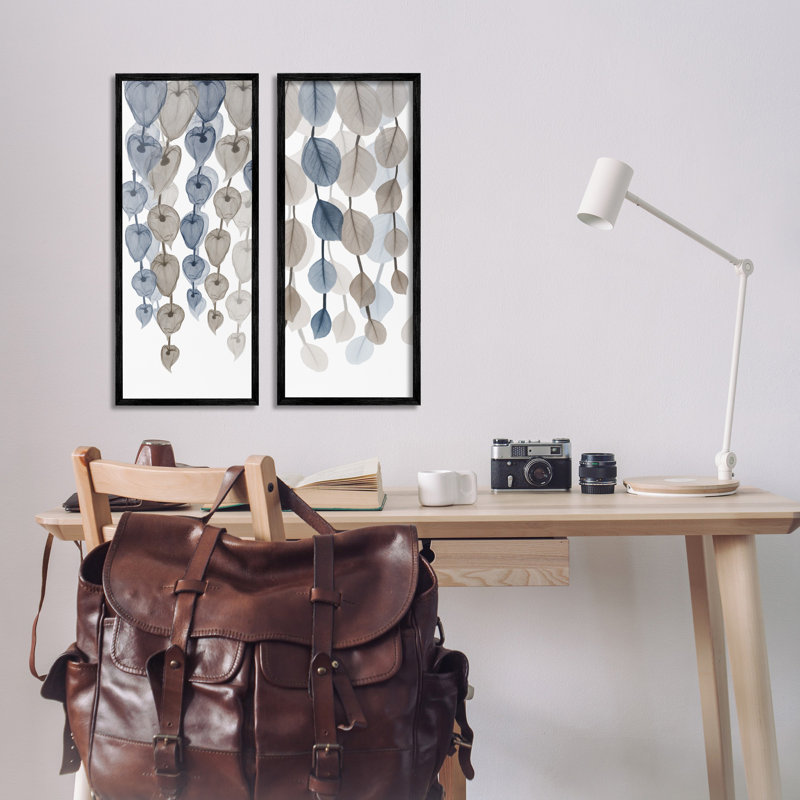 Ensemble de 2 estampes neutres opaques en cascade par Albert Koetsier, Noir, noir, noir, noir, H 24 po x l 10 po