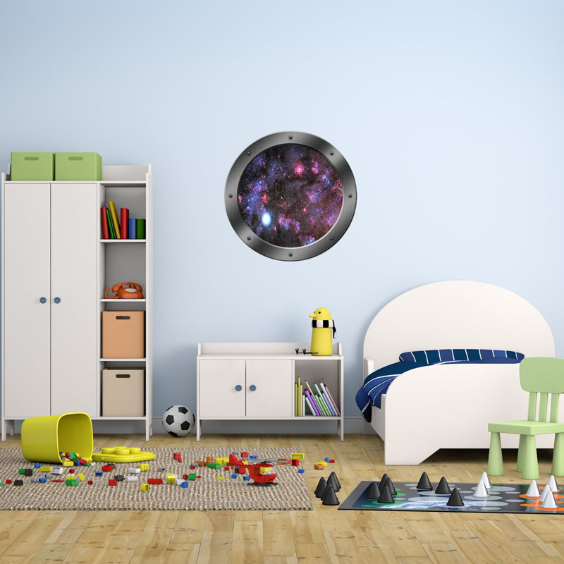 Décalcomanie murale encadrée hublot galaxy Stcyr, H 24 po x l 24 po