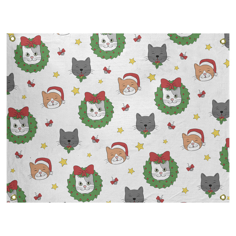 Tapisserie murale en polyester à la fête hol de noël, Blanc / Vert, H 26 po x l 36 po