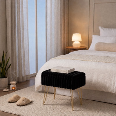 Tabouret de coiffeuse 17,3 po en fausse fourrure