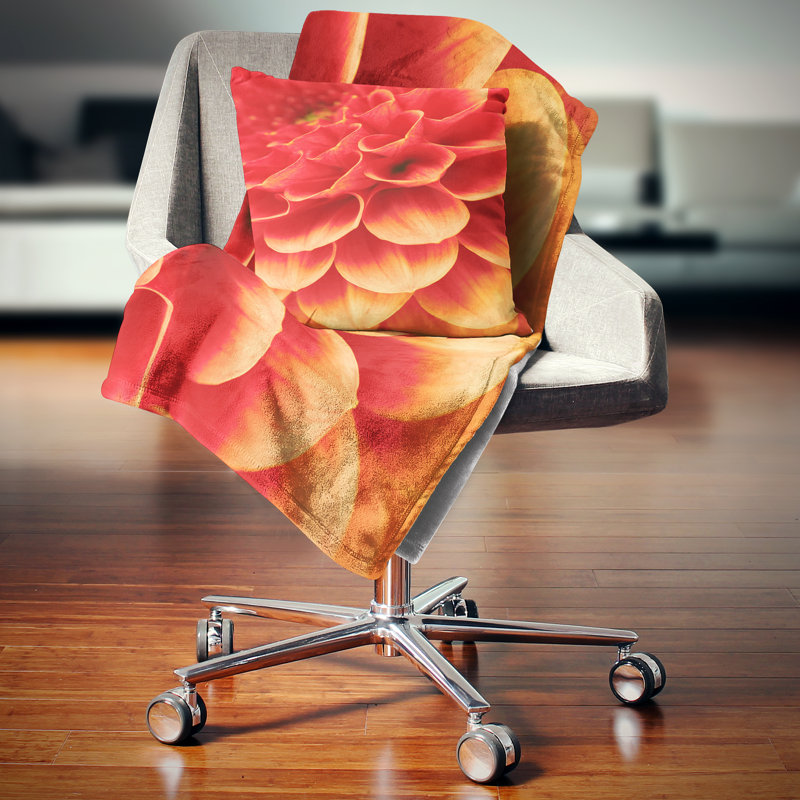 Abstract Orange Flower and Petals - Floral Printed Pillow, 18" x 18", Throw Pillow