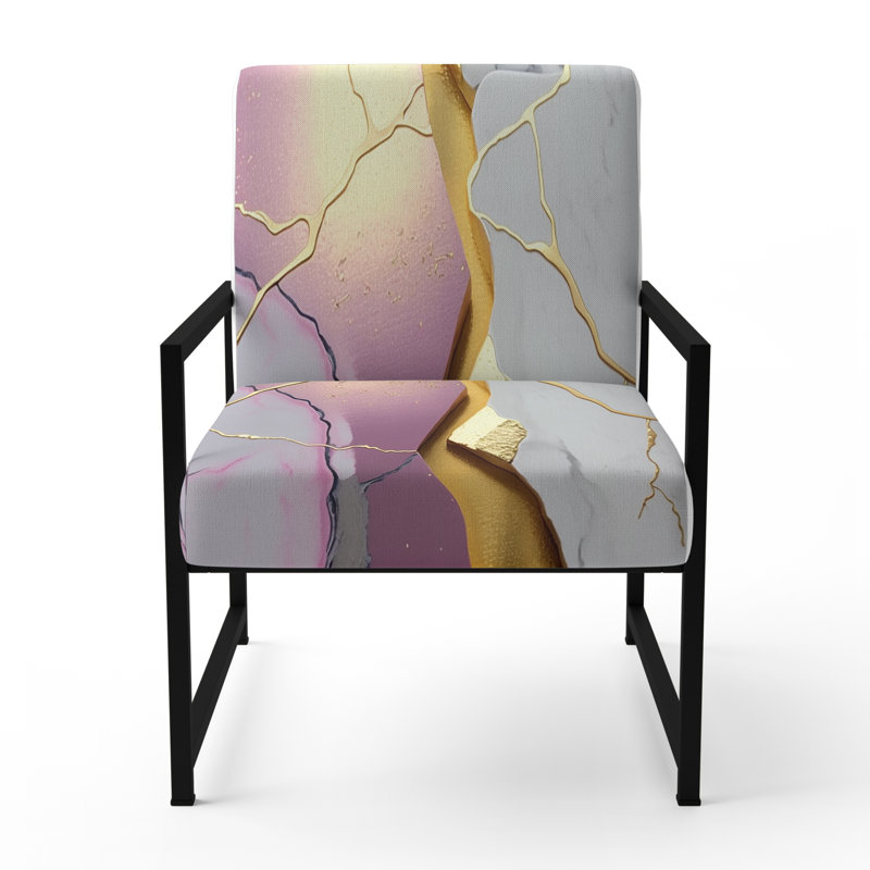 Cress - Fauteuil d'appoint rembourré en marbre, Noir, noir, noir, noir