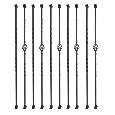 10pcs Stair Balusters 1/2" Square Metal Stair Balusters With Baluster Swivel Shoes