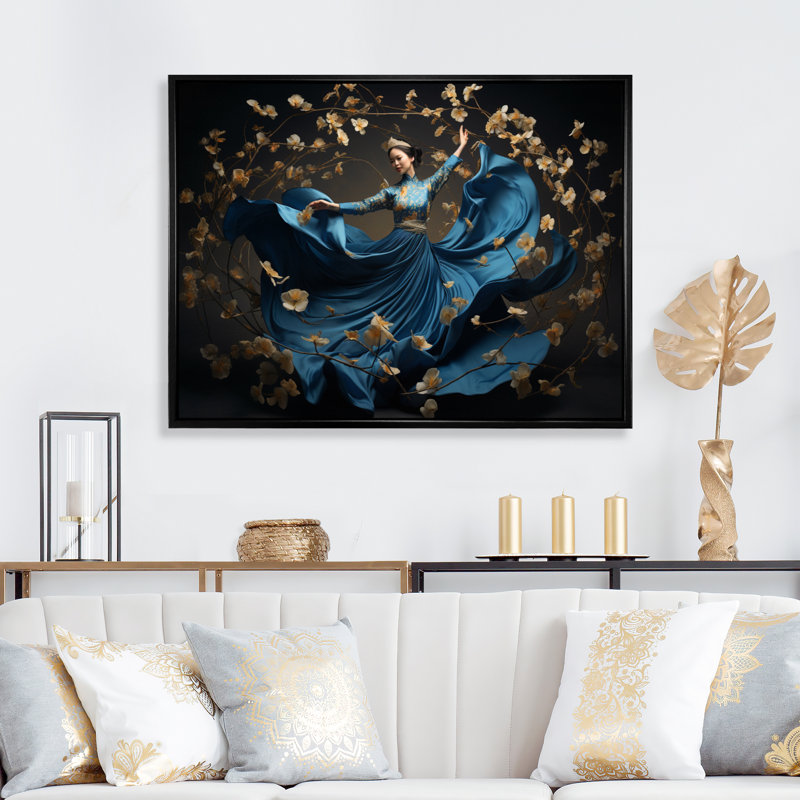 Elegant Rhythm Dancers I, H 34 po x l 44 po x P 1,5 po, Cadre flottant noir