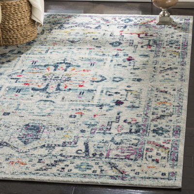 Tapis oriental gris clair / fuchsia Christa