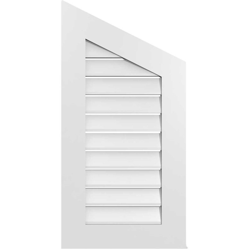 Half Peaked Right Surface Mount Signature Urethane Functional Gable Vent 6/12 Pitch, Primed Tan