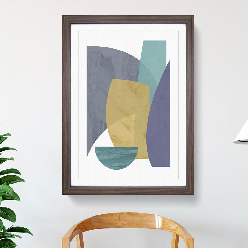 Abstract Forms - Picture Frame Graphic Art, 90cm H x 65cm W x 2cm D, Walnut