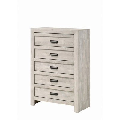Commode en bois de chambre à coucher, commode contemporaine avec cinq tiroirs de rangement, commode de rangement pour chambre