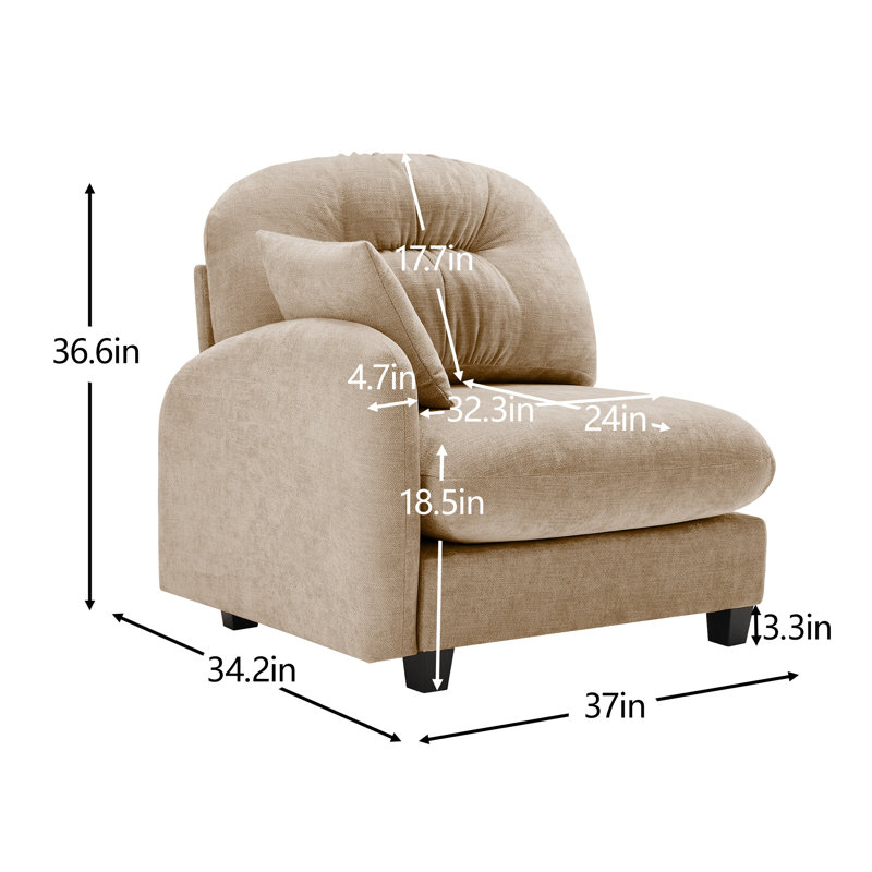Sofa LSF W/1 pillow -Camel