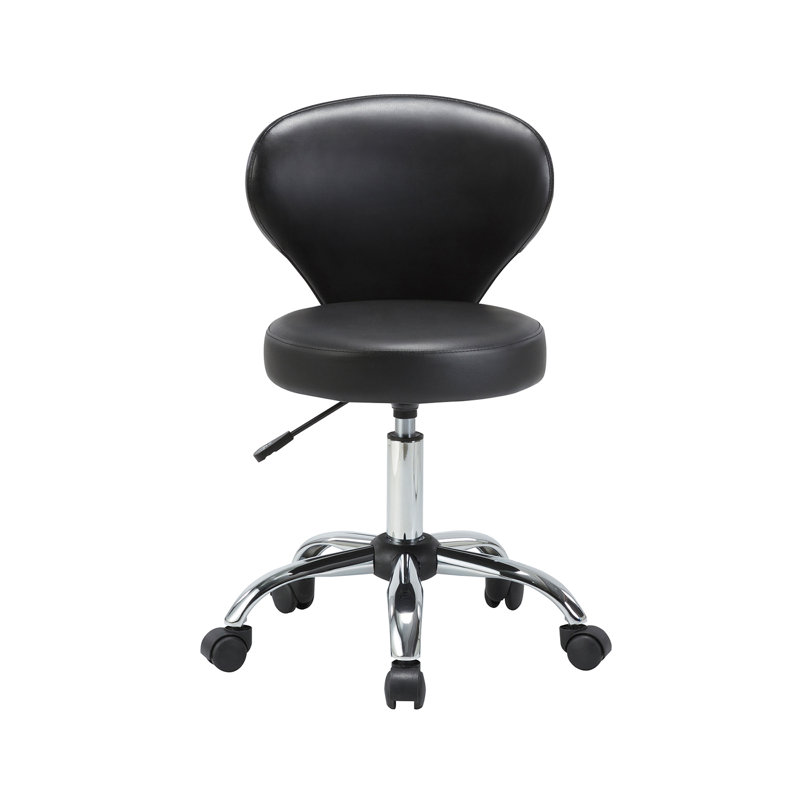 Backed Ergonomic Lab Stool with Removable Casters/Wheels, Black