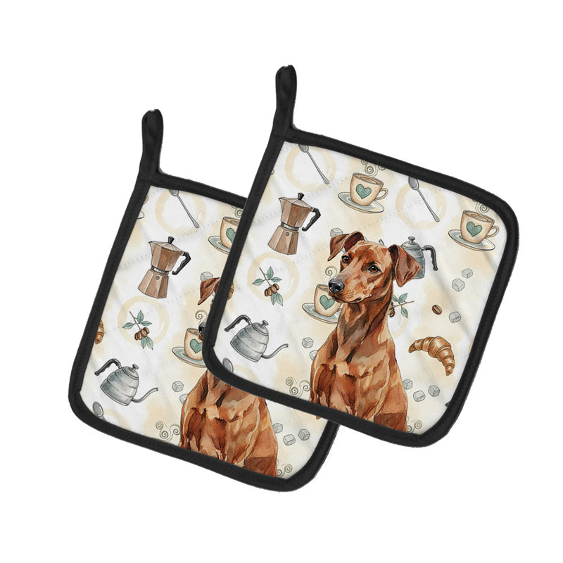 Paire de porte-cafetières rouge allemand Pinscher