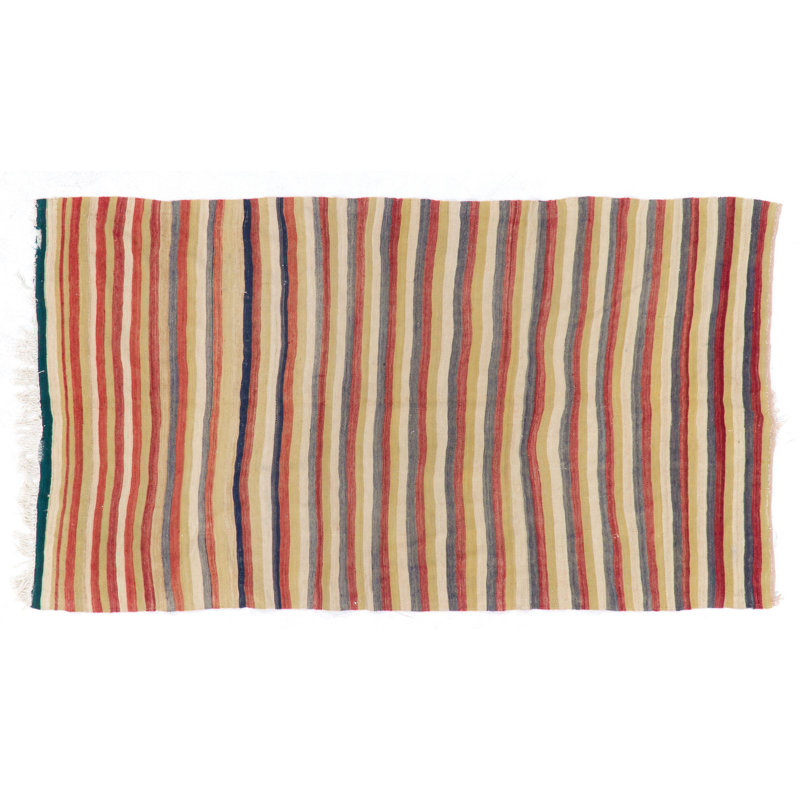 Kilim turc rétro tissé à la main 5 x 8,4 pi Tapis tissé à plat. % 100% laine