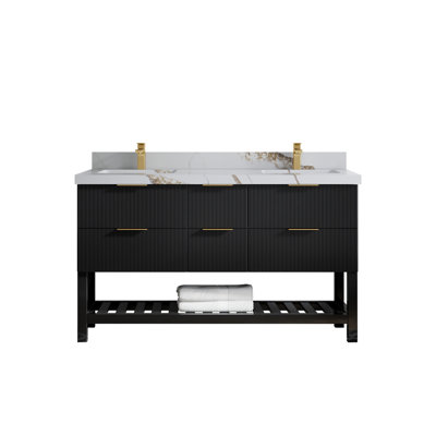 60'' Double Bathroom Vanity with Quartz Top