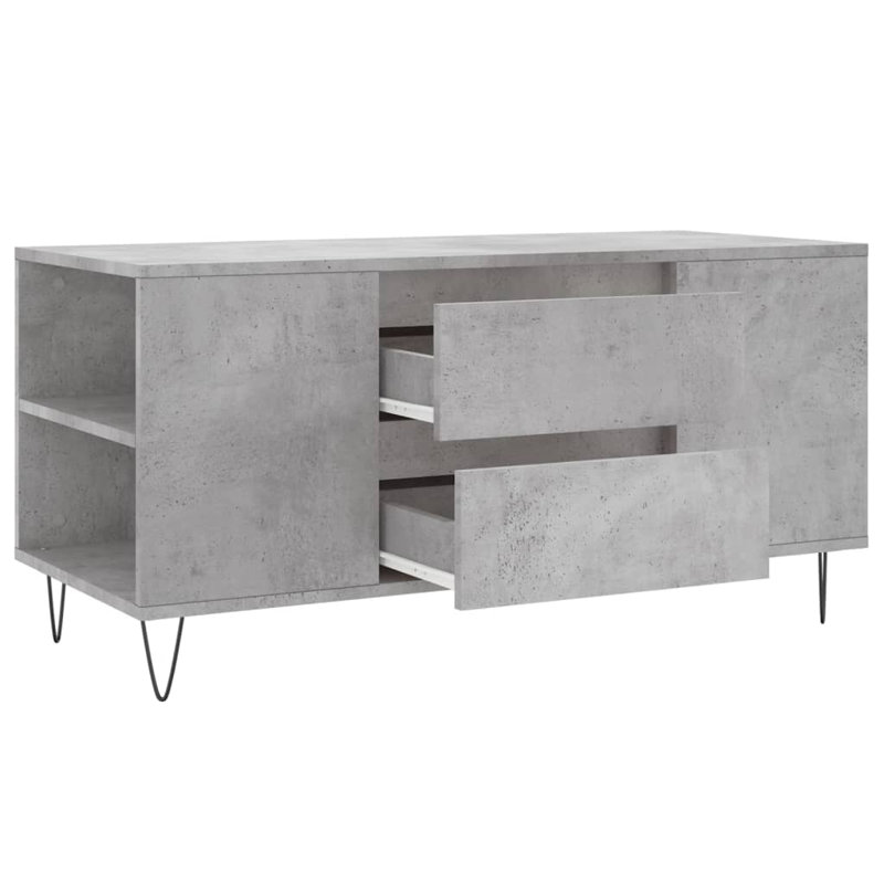 Iriemi Four Leg Coffee Table with Storage, Concrete Grey