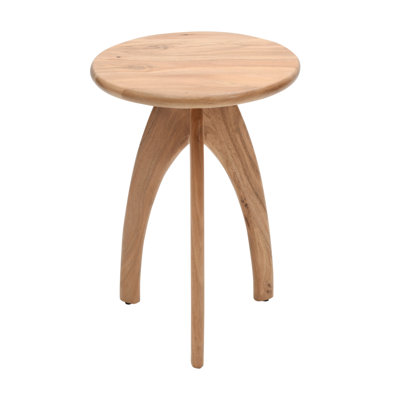 Liddel Curved Sculptural Retro Round Mid-Century Modern Solid Wood Accent End Table