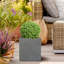 Grey Concrete Effect Square Planter, Frostproof Outdoor Plant Pot, Concrete Textured Flower Box, Garden Planter Box with Drainage Holes-87693417