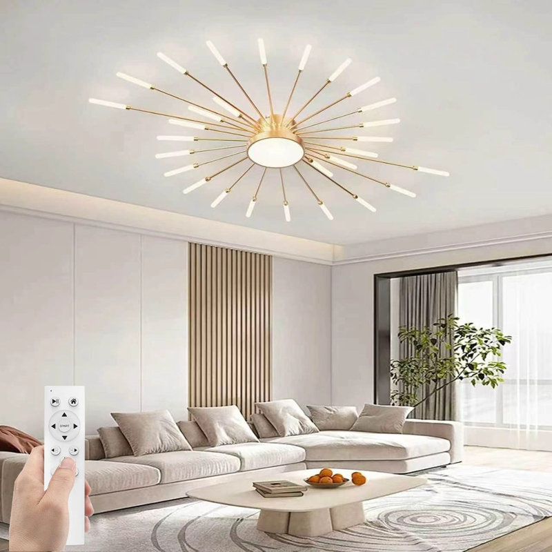 Flush Mounts 29-Light Ceiling Light,Modern LED Heads Flower Shape Ceiling Lights,Living Room, Gold