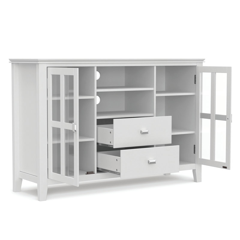 Meuble télé haut en bois massif Artisan, Blanc
