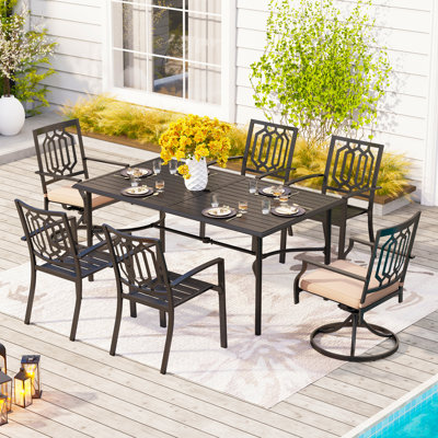 Salem 6 - Person Patio Dining Set with Rectangular Table , Cushions Included