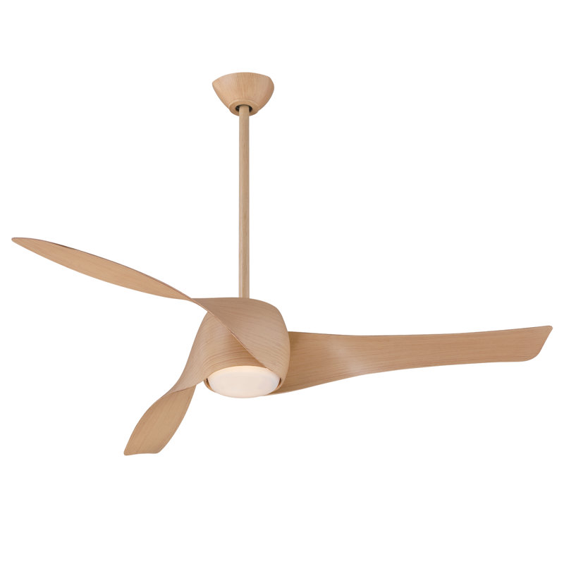 58" Artemis 3 Blade LED Smart Ceiling Fan with Remote, Lighting Kit Included, Maple