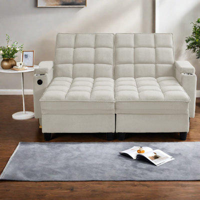 Canapés multifonctionnels avec rangement, canapé-lit moderne en tissu beige pour la maison