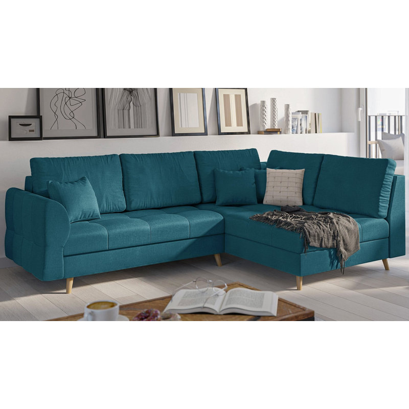 Scandinavian Corner Sofa, Right Hand Facing, Blue