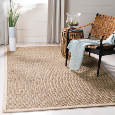 Delapena Solid Colour Bamboo Slat / Seagrass Hand Woven Area Rug