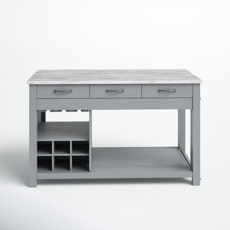 Îlot de cuisine extensible Alez, Gris clair