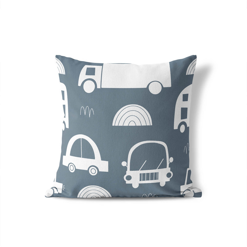 Coussin décoratif trafic, H 16 po x l 16 po, Bleu