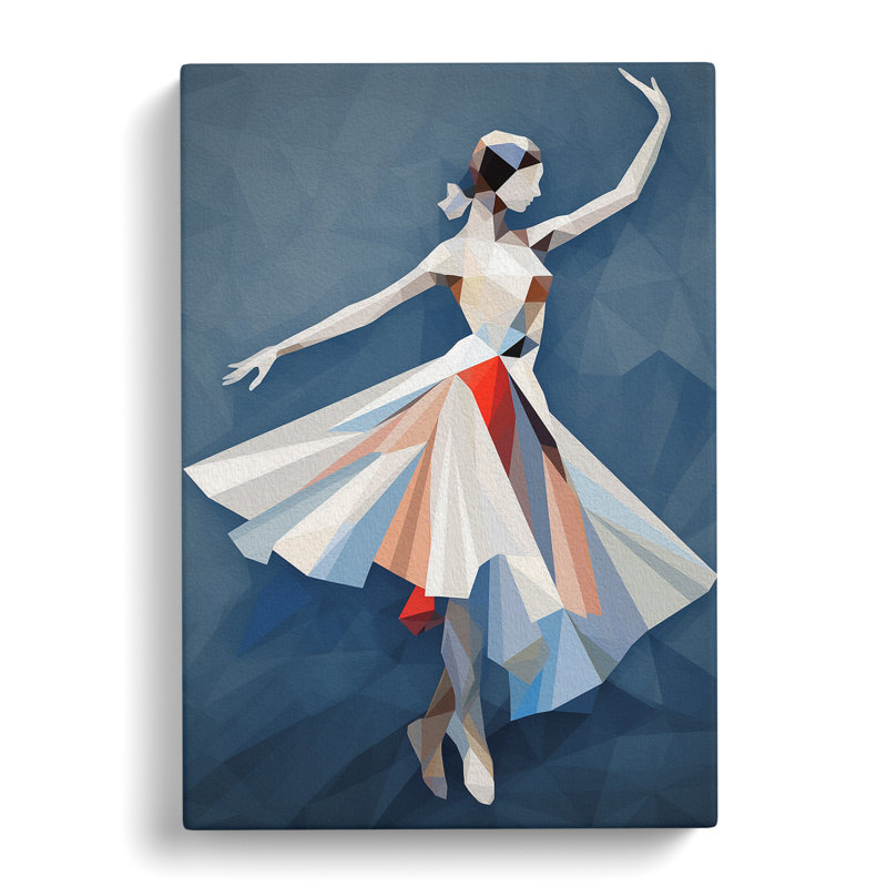 Ballet Dancer Geometric - Print on Canvas, 60cm H x 40cm W x 3cm D