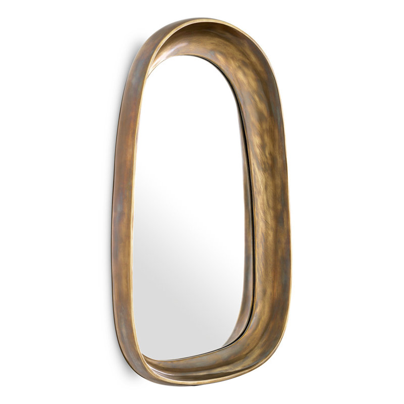 Sandals Asymmetrical Aluminium Wall Mirror, Brass