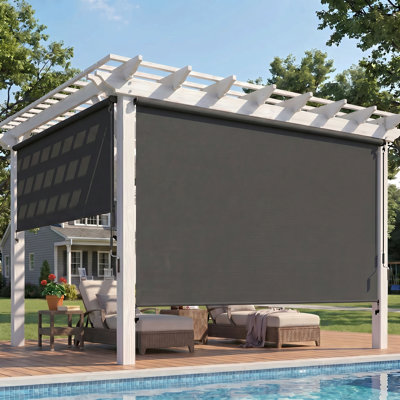  Cordless Outdoor Roller Shade, Assembly Free Patio Sun Shade with Upgraded 420 GSM Fabric for 95% UV Blockout, Weather-Resistant Blinds for Indoor & Outdoor Use