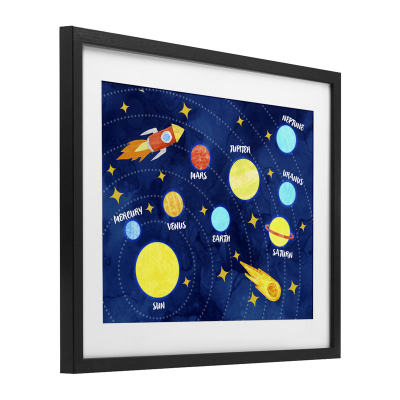 «Rocket Across Solar System», reproduction sous verre encadrée, design par Daphne Polselli, H 13 po x l 16 po