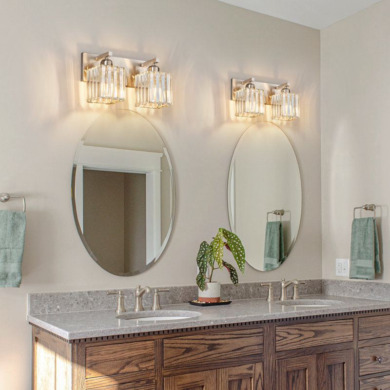 Éclairage pour meuble-lavabo à intensité variable Lanceton, Deux lumières, Nickel sablé