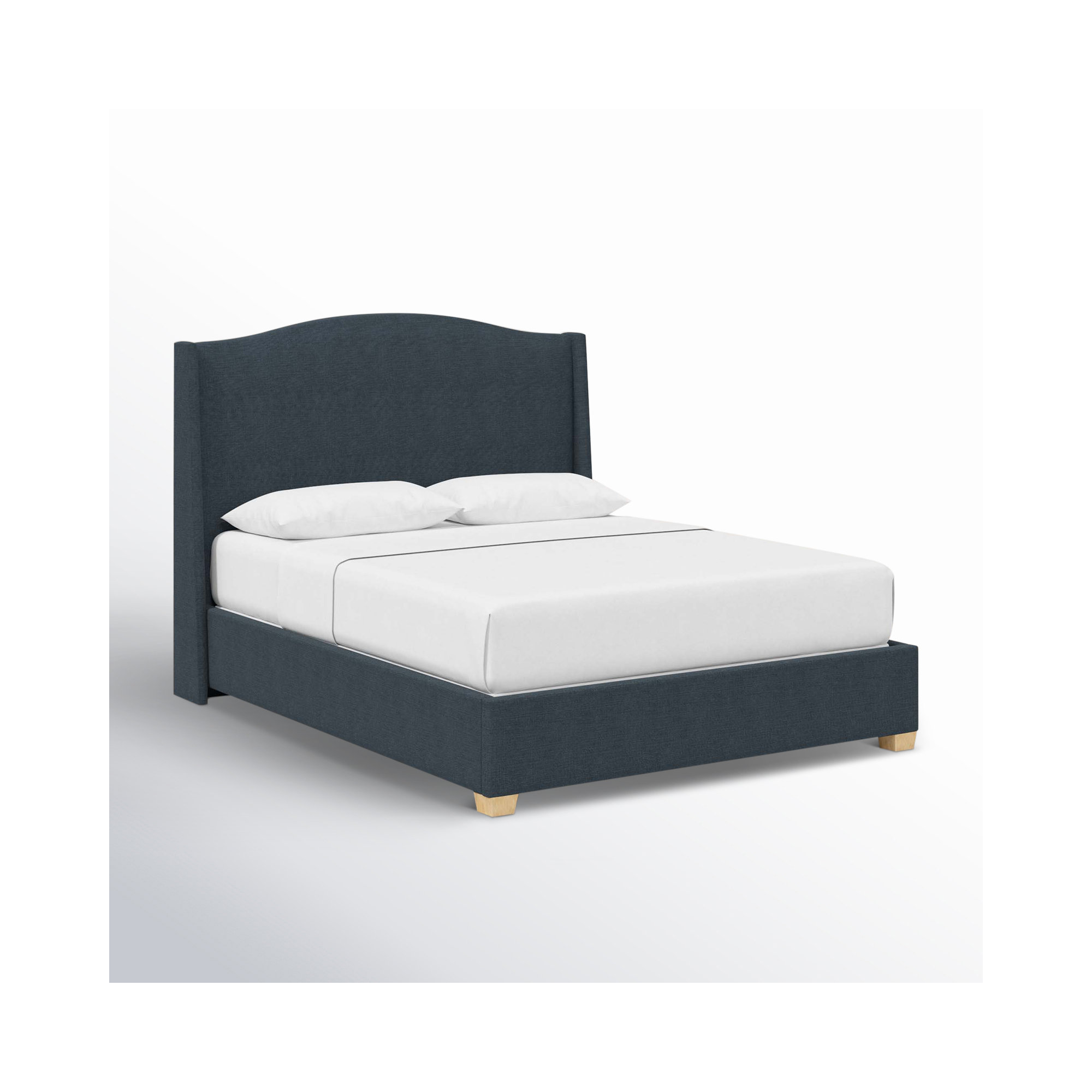 Allis Upholstered Wingback Bed, Twin, Classic Navy Linen