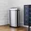Ensemble de poubelles 13,2 gallons et 2,1 gallons en acier inoxydable avec capteur de mouvement Nine Stars
