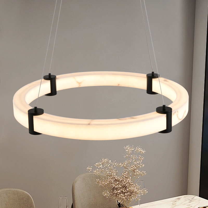 1-Matte black LED iron pendant light