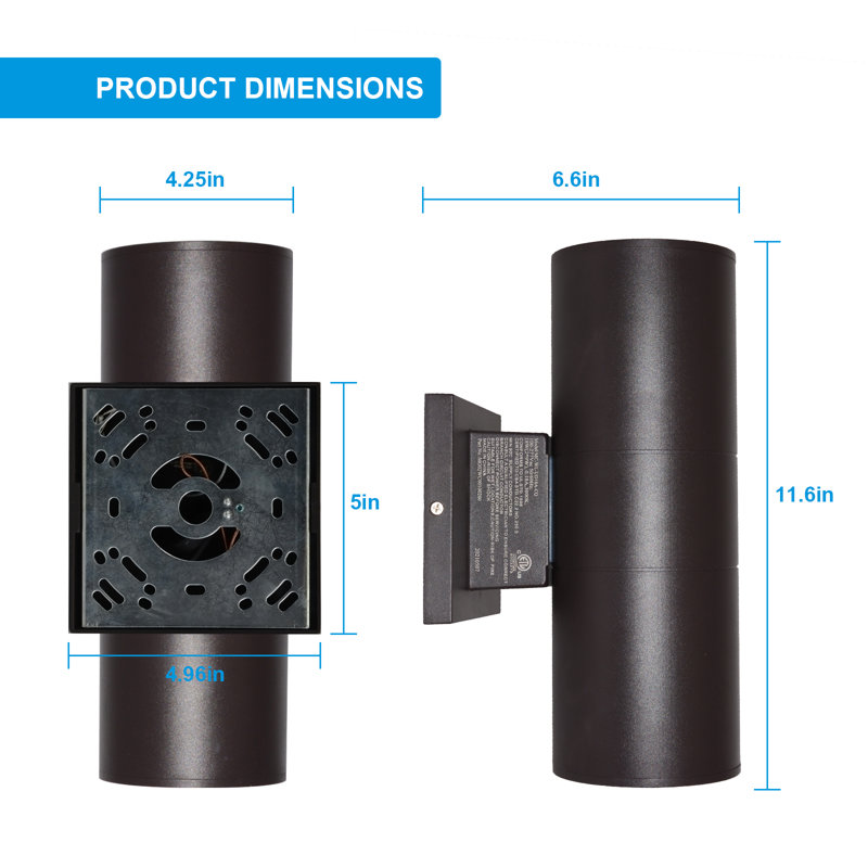 Megaman LED wall cylinder light Up and Down Outdoor Wall Lights,18W,2000LM,3000K