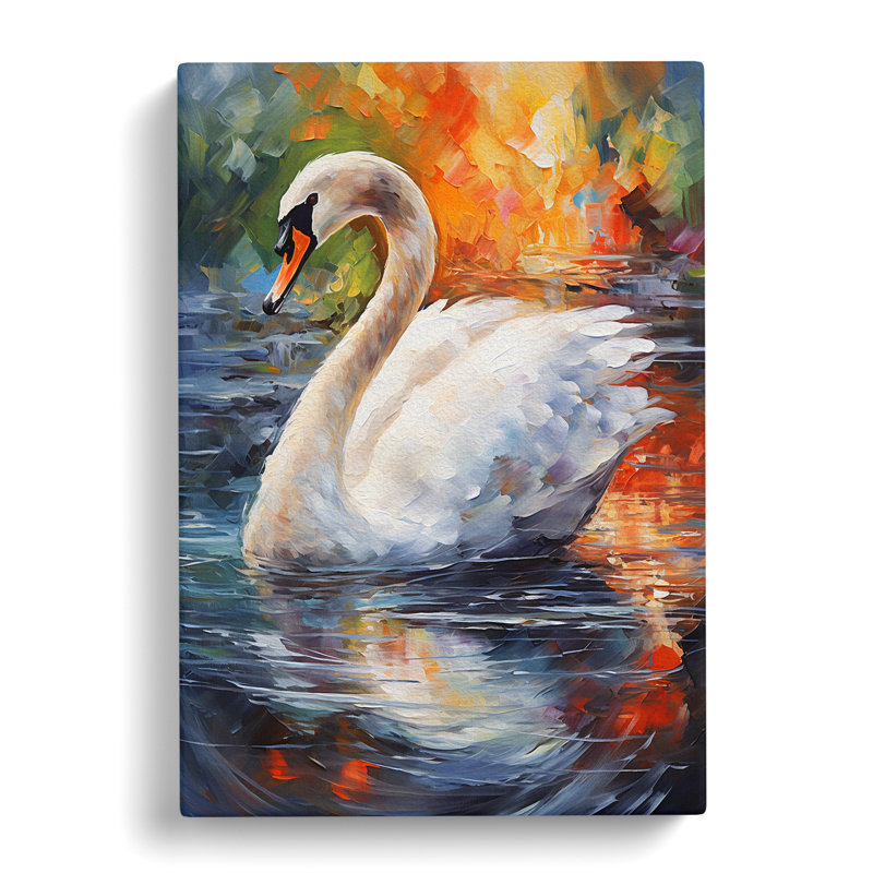 Swan Impressionism - Wrapped Canvas, 60cm H x 40cm W x 3cm D