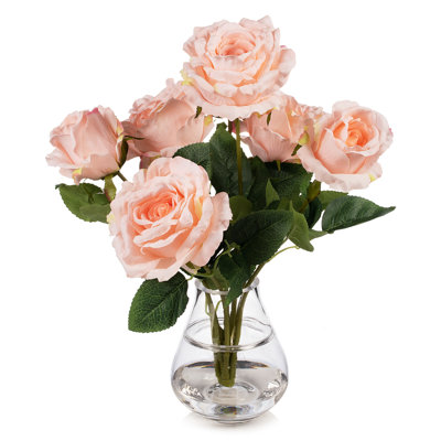 Silk Roses Arrangement in Vase