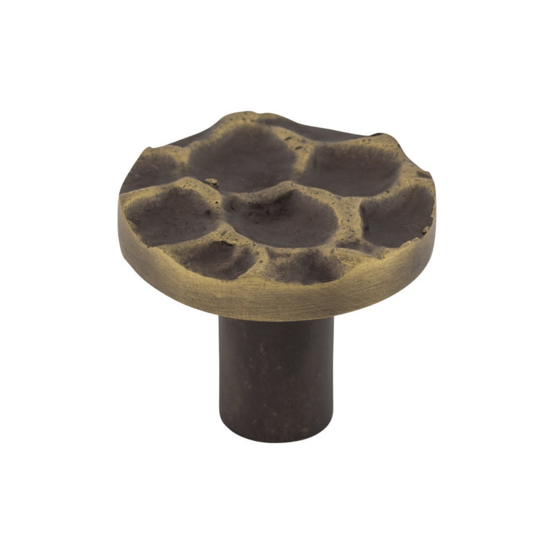 Cobblestone 1 1/8" Diameter Round Knob, Brass Antique, 1 3/8" Knob Diameter