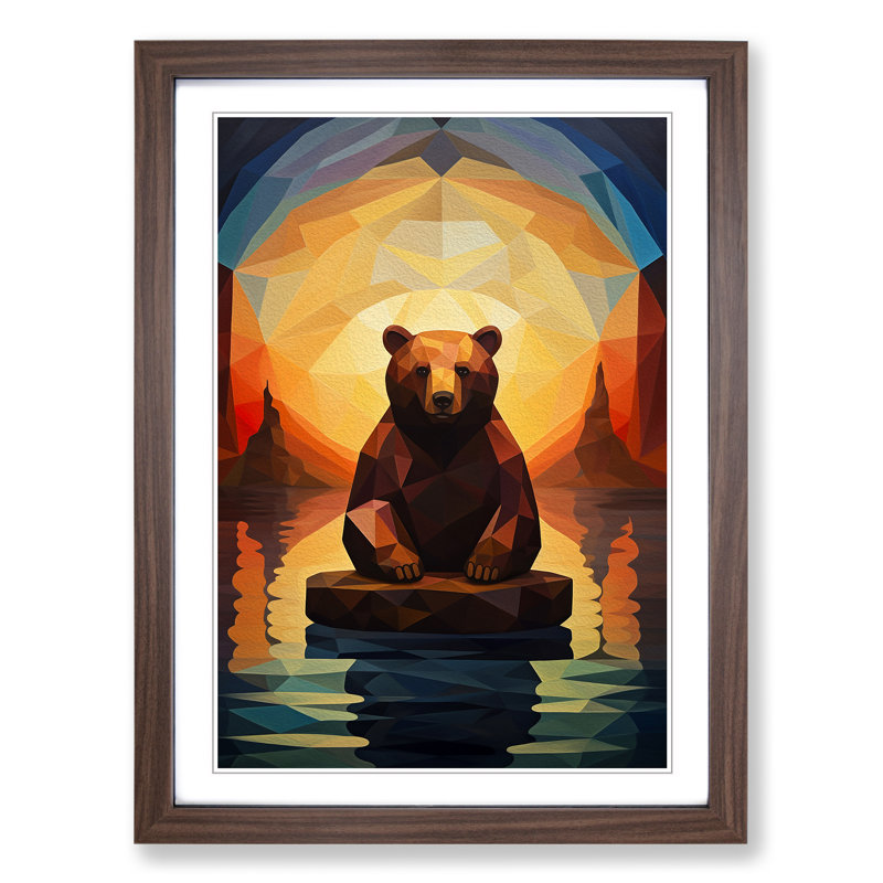 Bear Cubism - Framed Print, 46cm H x 34cm W x 2cm D, Walnut Framed