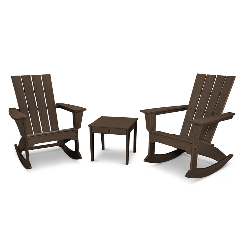 Ensemble de chaise berçante 3 pièces POLYWOOD Quattro, Acajou